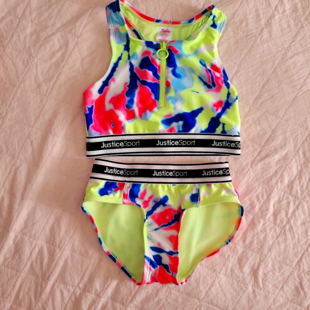 Justice 2 Piece Swim Suit Tie Dye Size XS